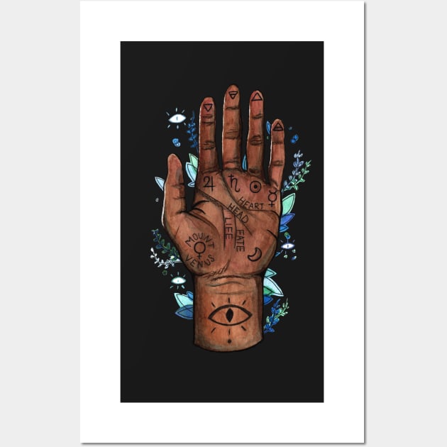 witchy palm reading hand print Wall Art by shannlp